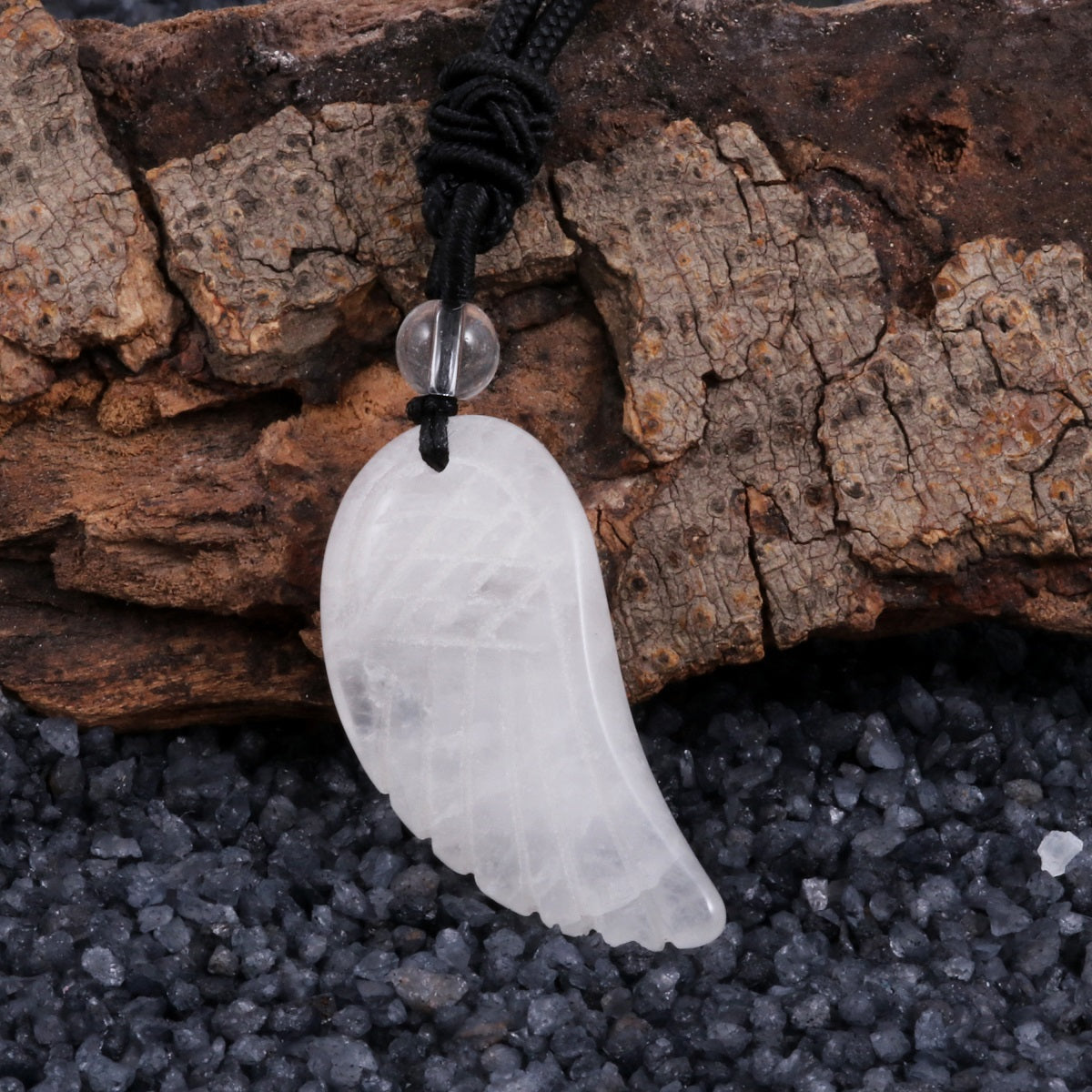 Pendant wrapped necklace featuring a white quartz gemstone.