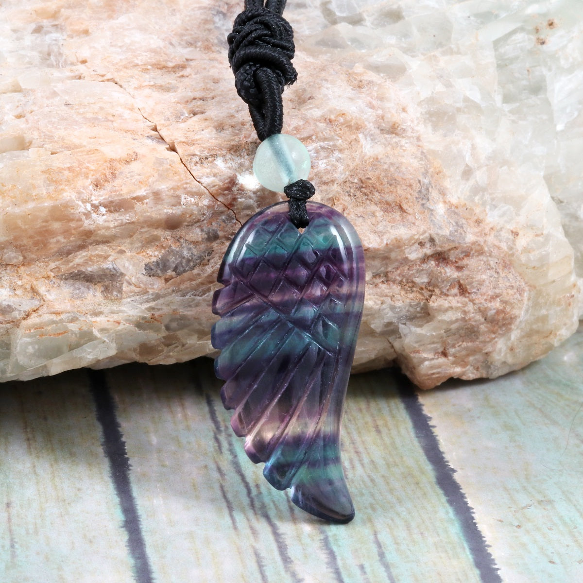 Pendant wrapped necklace featuring a Fluorite gemstone