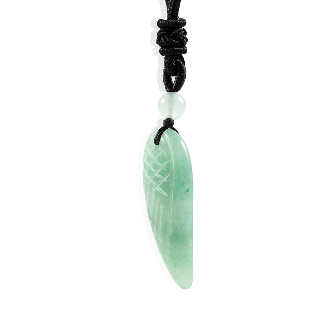 Aventurine Carved Angel Wing Rope Pendant