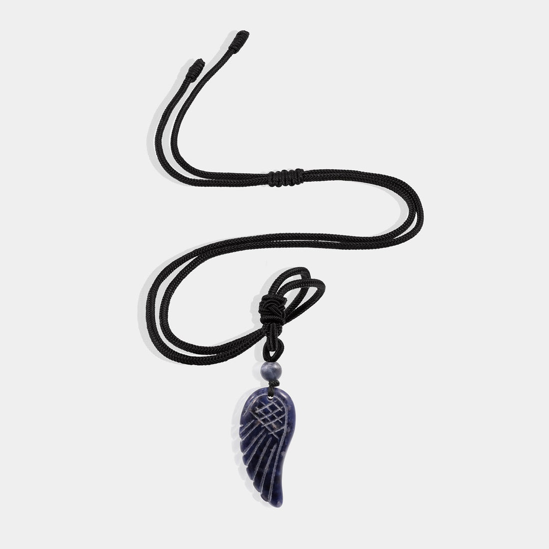 Natural Lapis Lazuli Angel Wing Pendant Necklace with adjustable rope