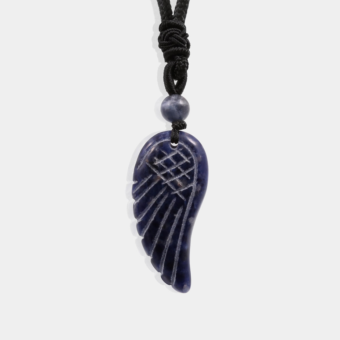 Natural Lapis Lazuli Angel Wing Pendant Necklace with adjustable rope