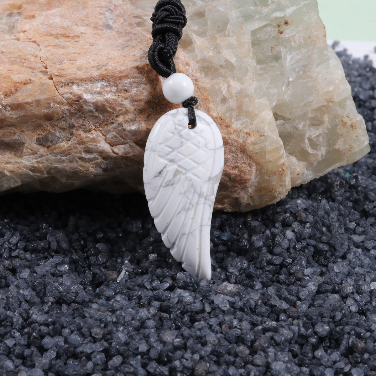 Pendant wrapped necklace featuring a Howlite gemstone