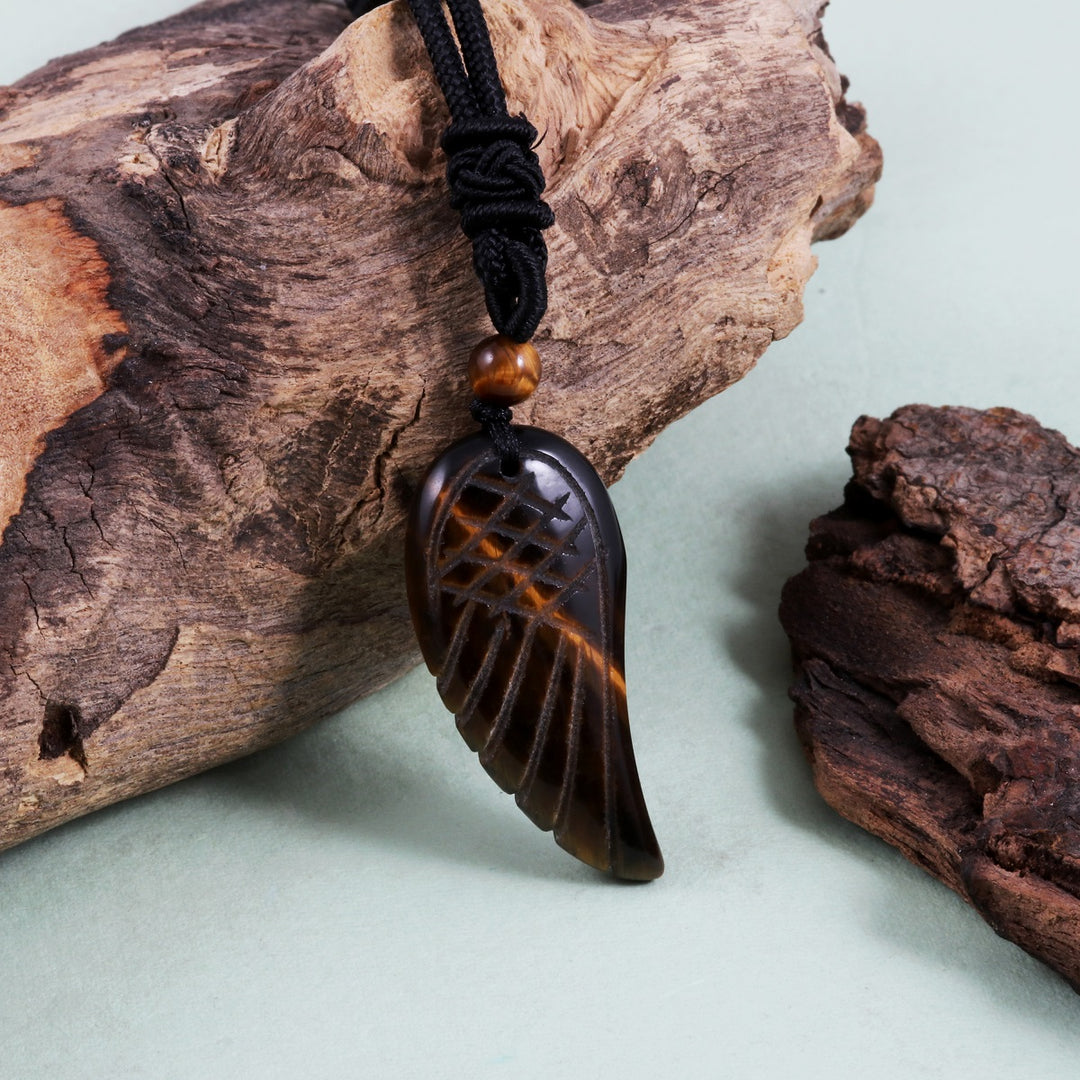 Pendant wrapped necklace featuring a Tiger's Eye gemstone