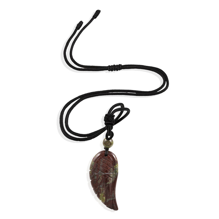 Dragon Blood Jasper Carved Angel Wing Rope Pendant