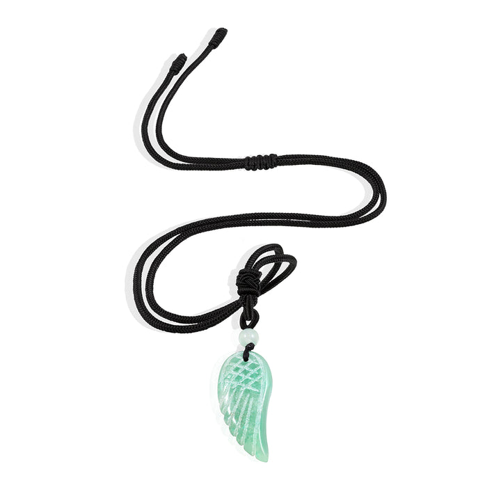 Aventurine Carved Angel Wing Rope Pendant