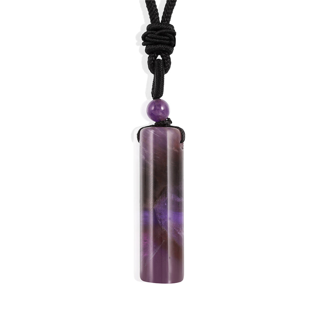 Amethyst Cylinder Rope Pendant Necklace