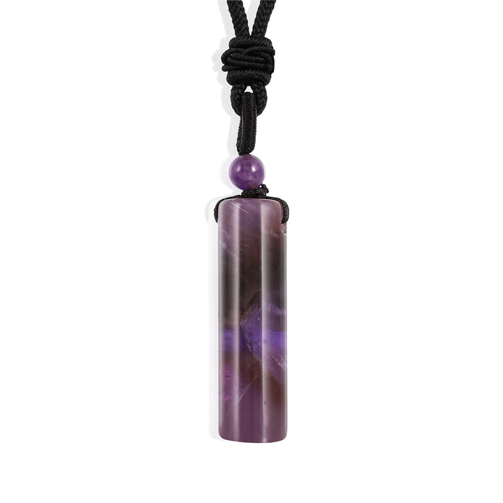 Amethyst Cylinder Adjustable Rope Pendant