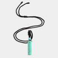 Natural Turquoise Cylinder Adjustable Rope Pendant Necklace with vibrant blue-green gemstone and adjustable length