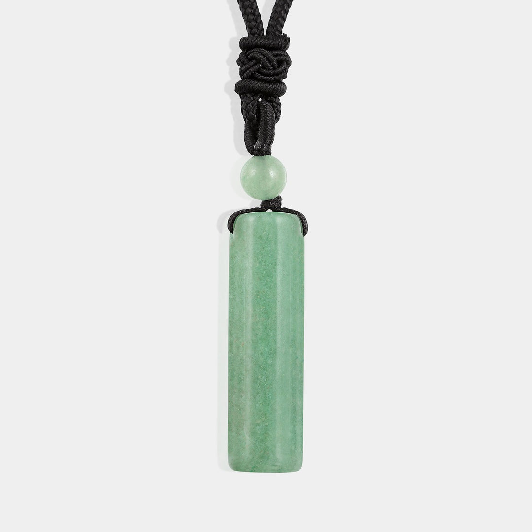 Smooth cylinder-shaped Green Aventurine gemstone in soothing green color.