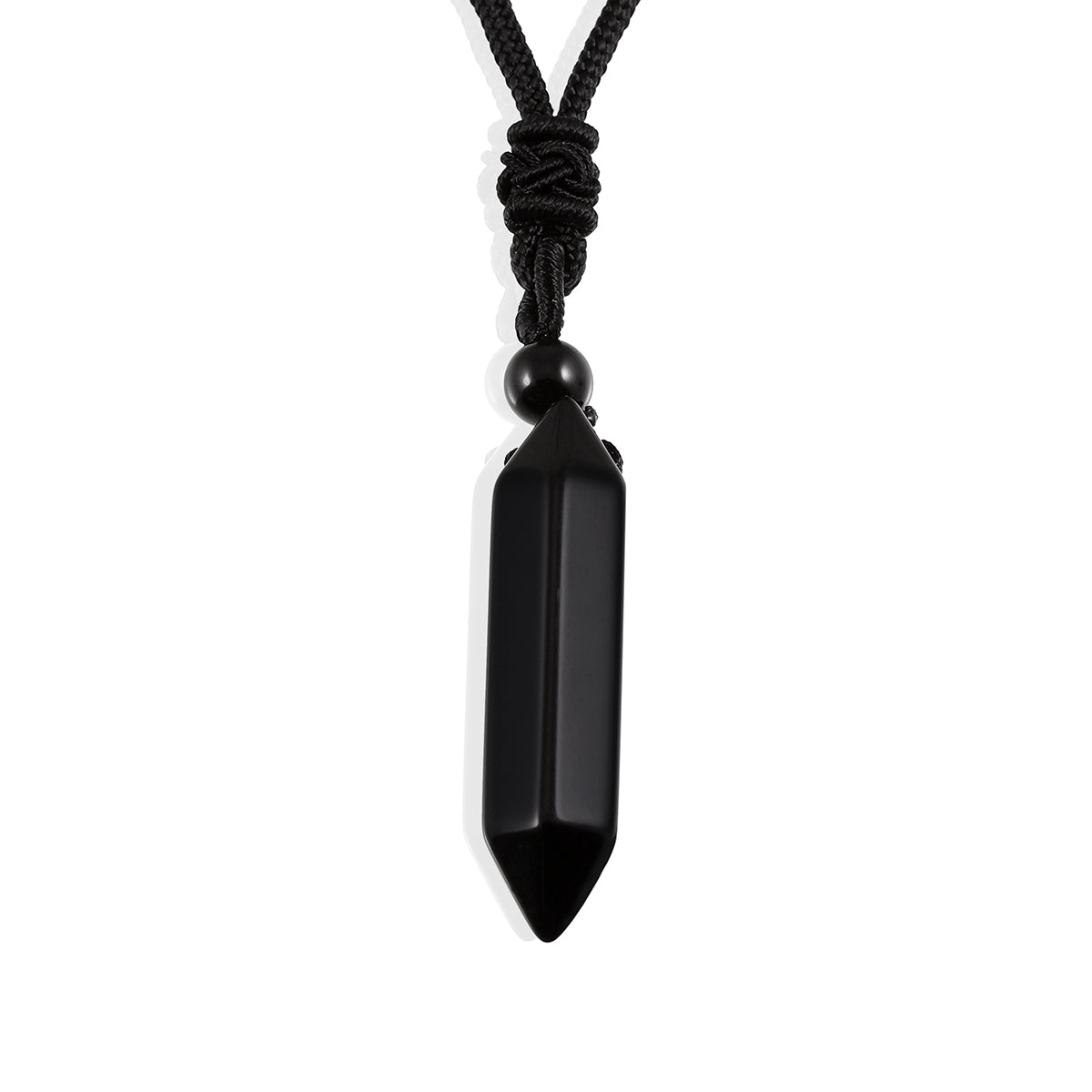 Black Onyx Hexagonal Pointed Rope Pendant Necklace