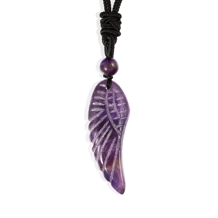 Amethyst Angel Wing Rope Pendant Necklace