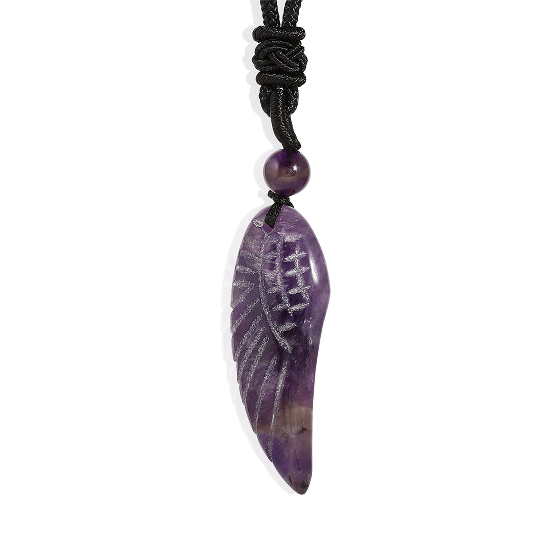 Amethyst Angel Wing Rope Pendant Necklace