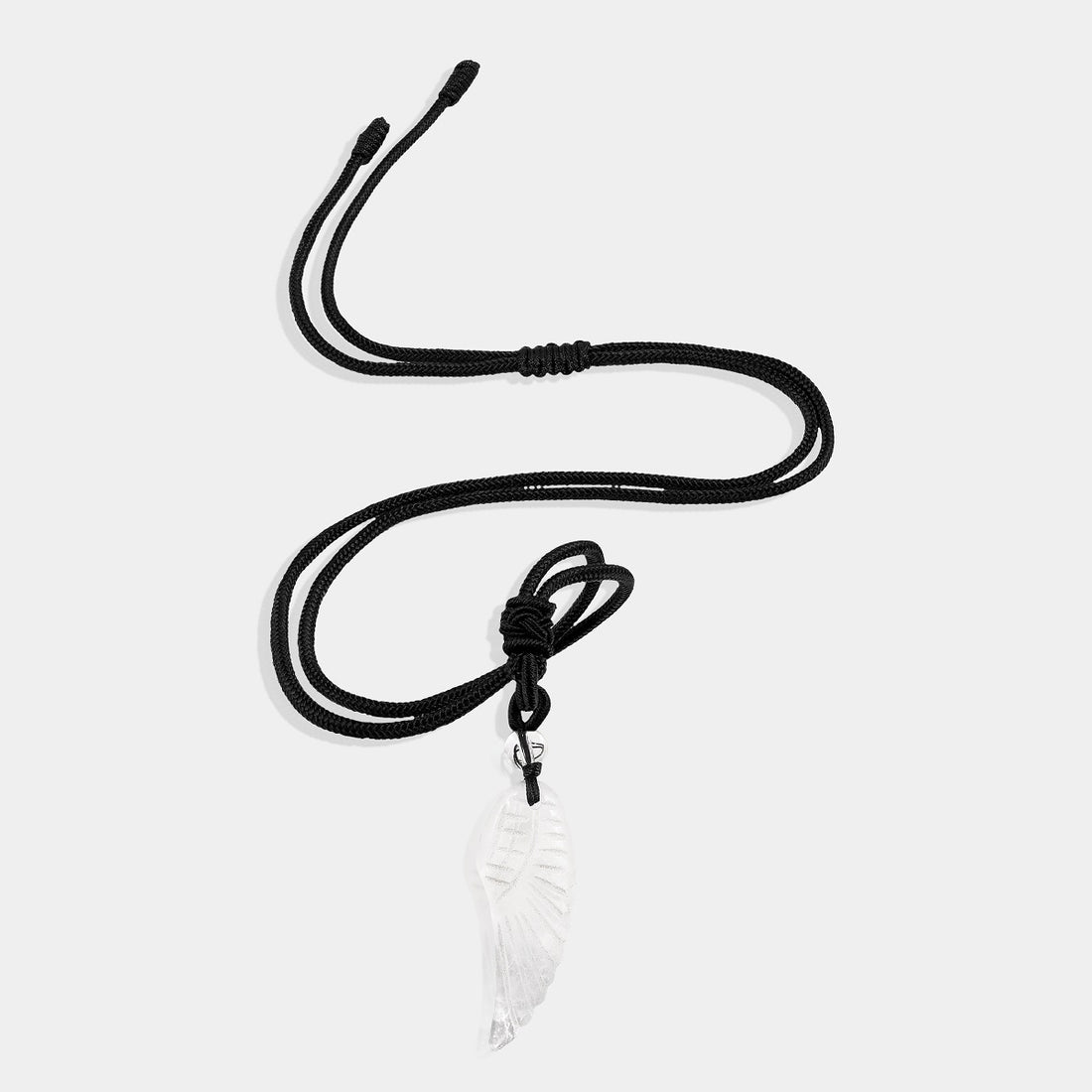 Natural White Quartz Angel Wing Pendant Necklace with adjustable rope