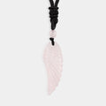 Exquisite carved wing pendant made of rose quartz