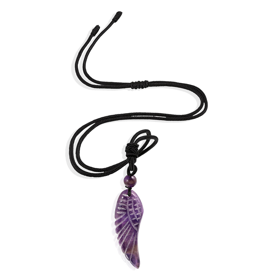 Amethyst Angel Wing Rope Pendant Necklace