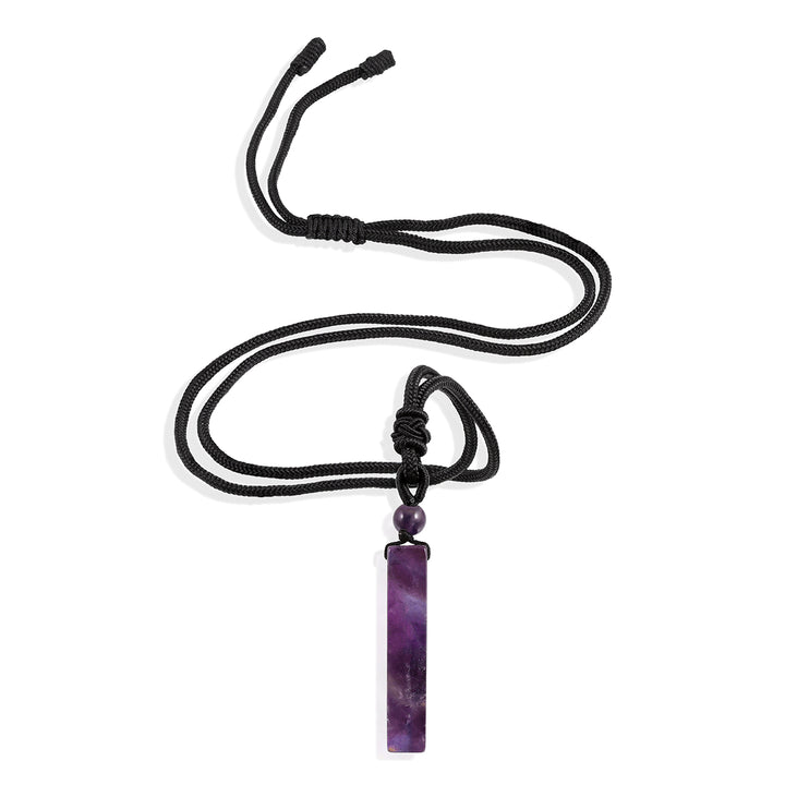 Amethyst Bar Rope Pendant Necklace