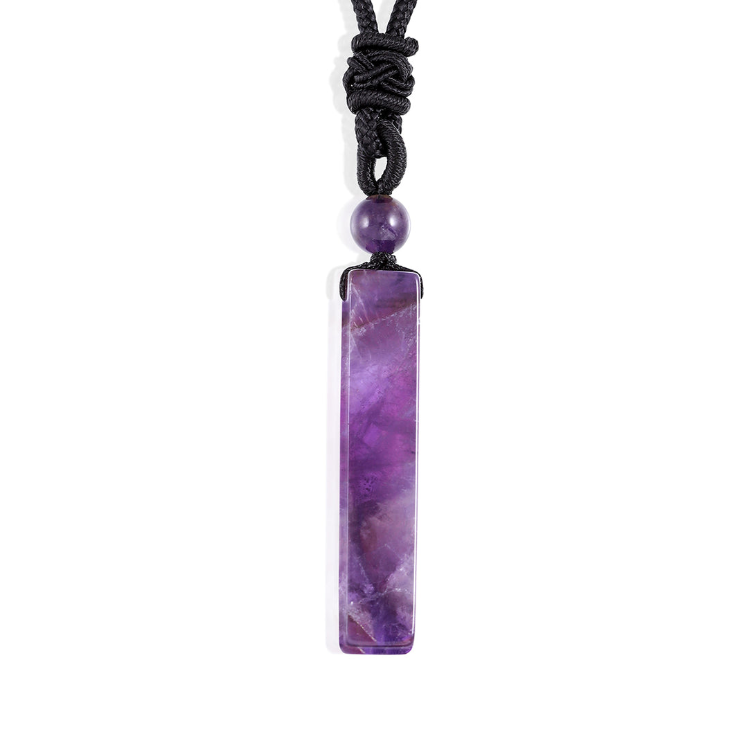 Amethyst Bar Rope Pendant Necklace