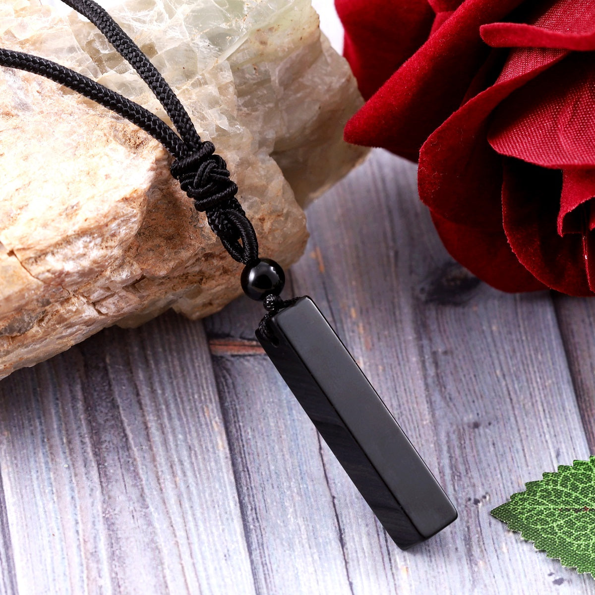 Delicate rope-wrapped design showcasing the Black Onyx gemstone pendant