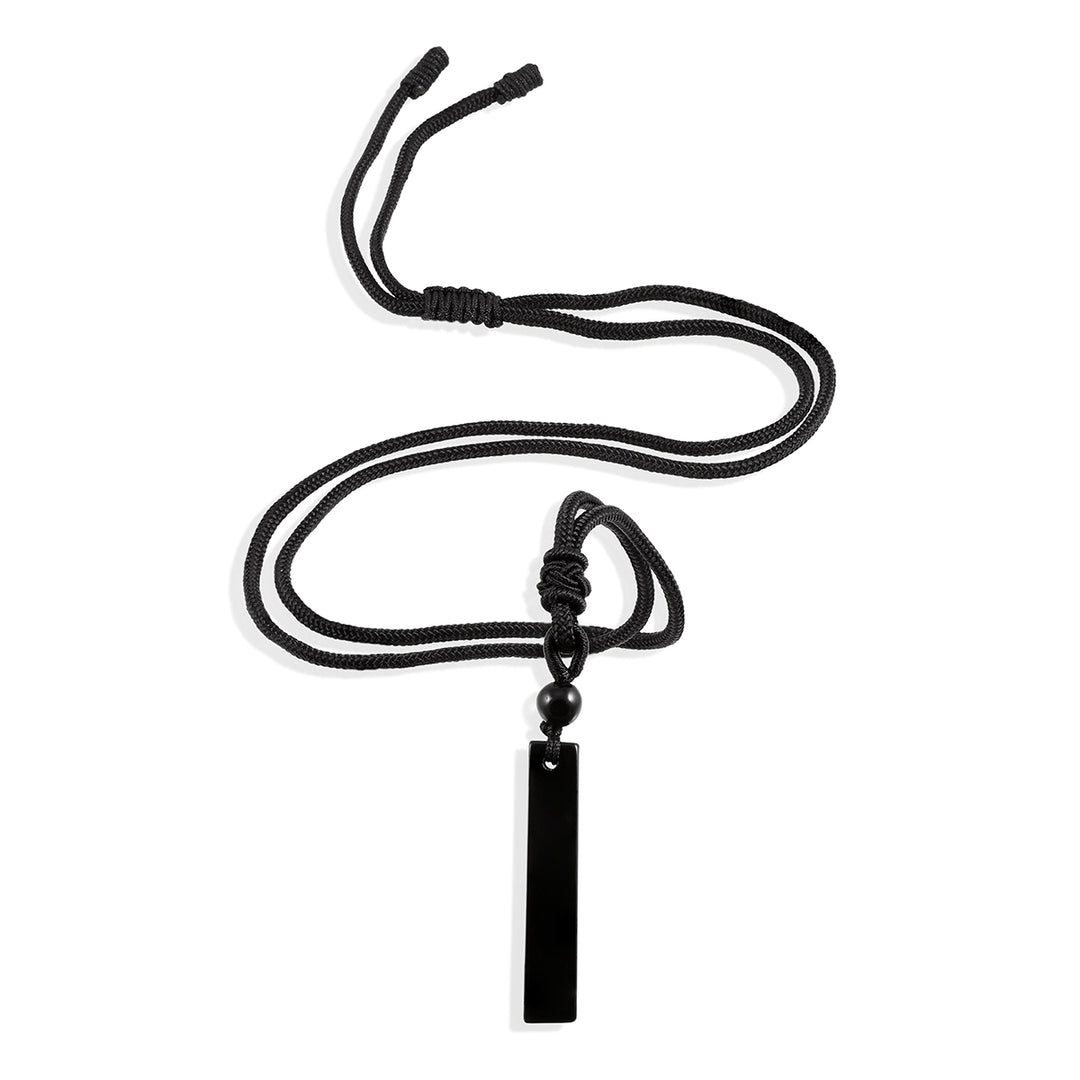 Black Onyx Bar Rope Pendant Necklace