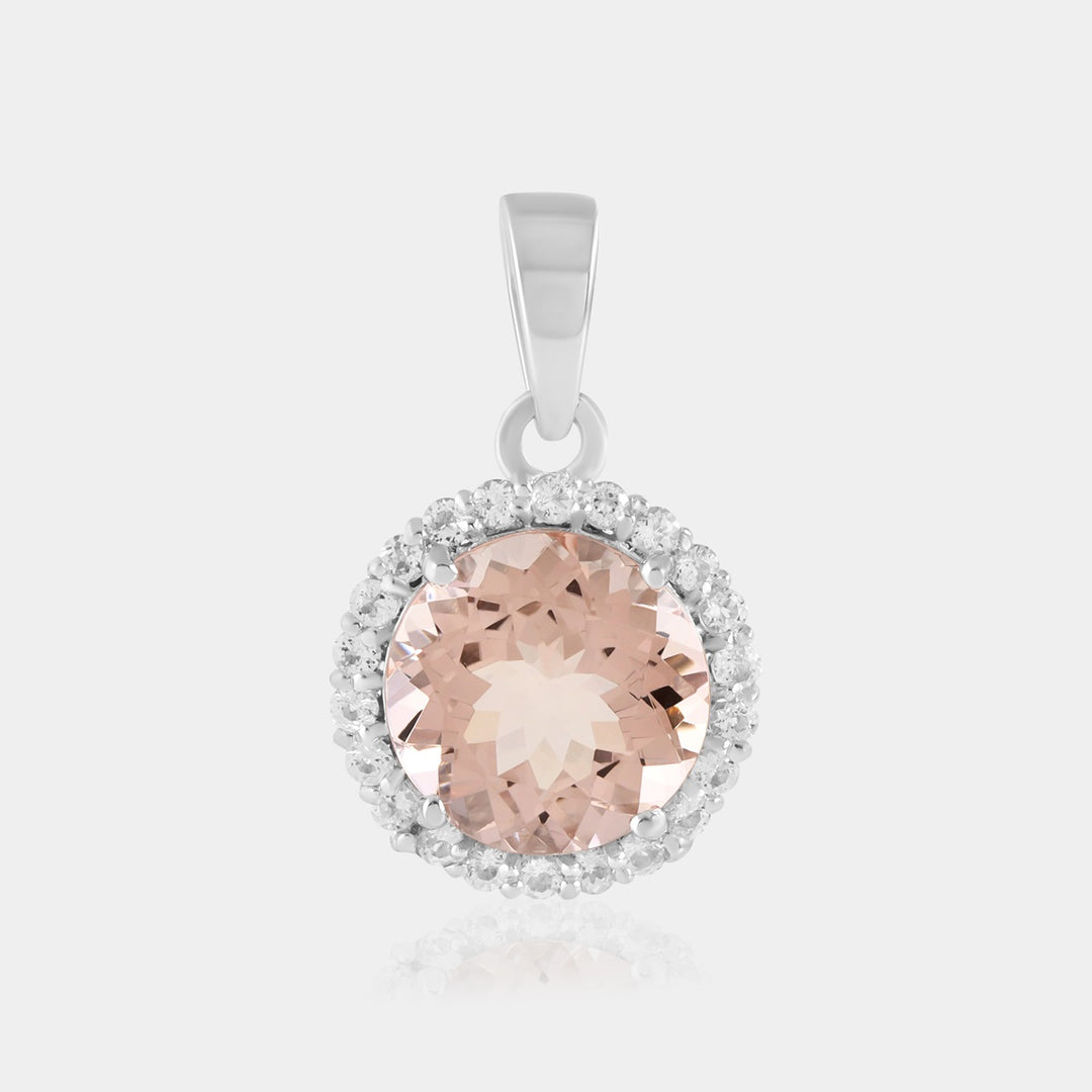 Morganite and White Topaz Silver Pendant