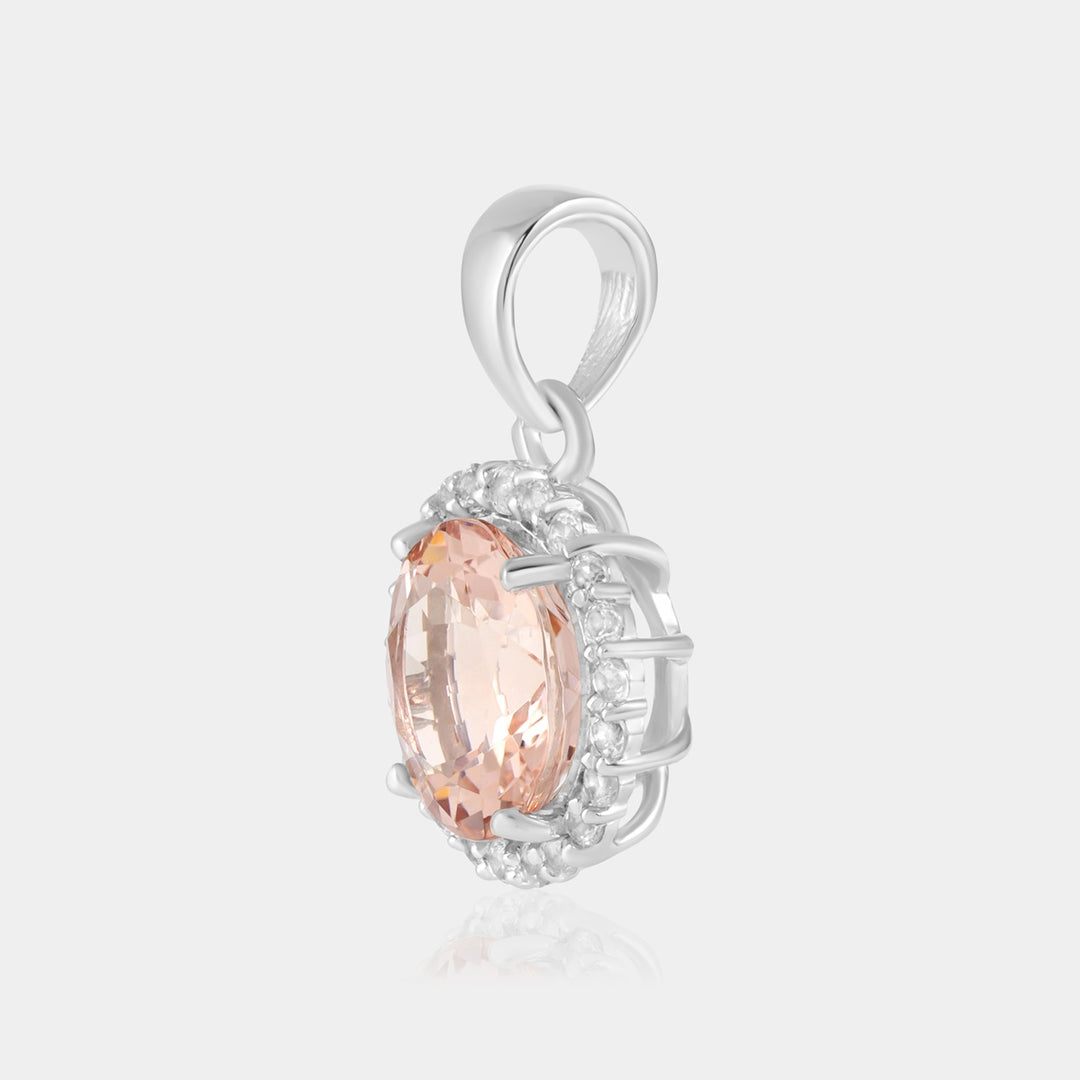 Morganite and White Topaz Silver Pendant