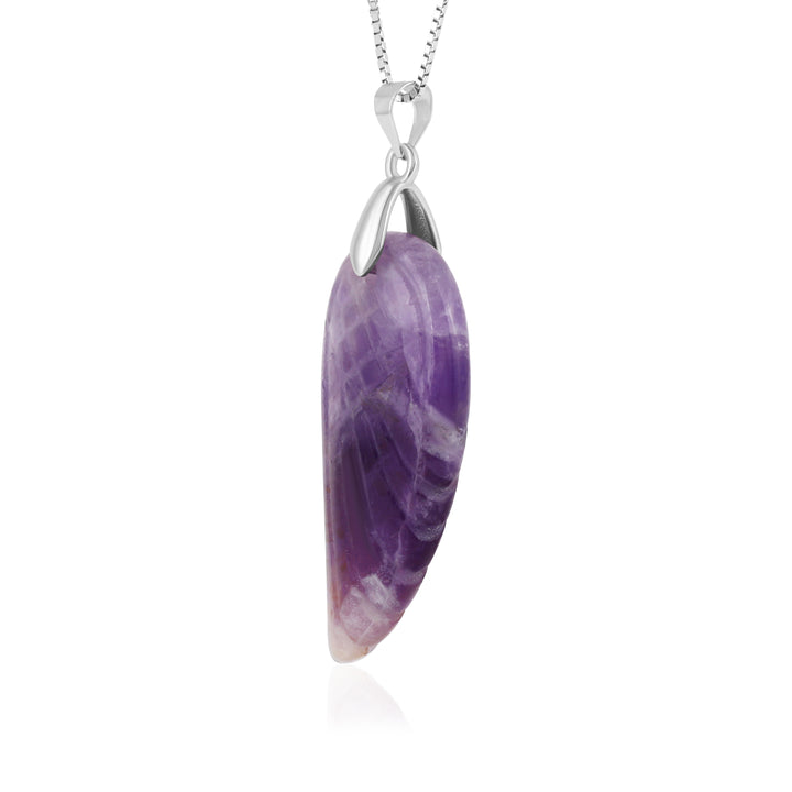 Elegant Amethyst Angel Wing Feather Pendant