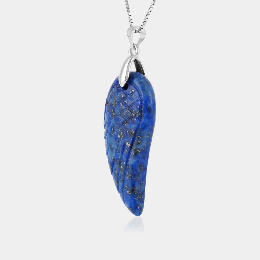 Handcrafted Gemstone Jewelry - Lapis Lazuli Feather Pendant