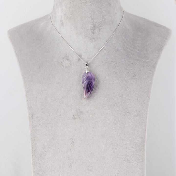 Elegant Amethyst Angel Wing Feather Pendant