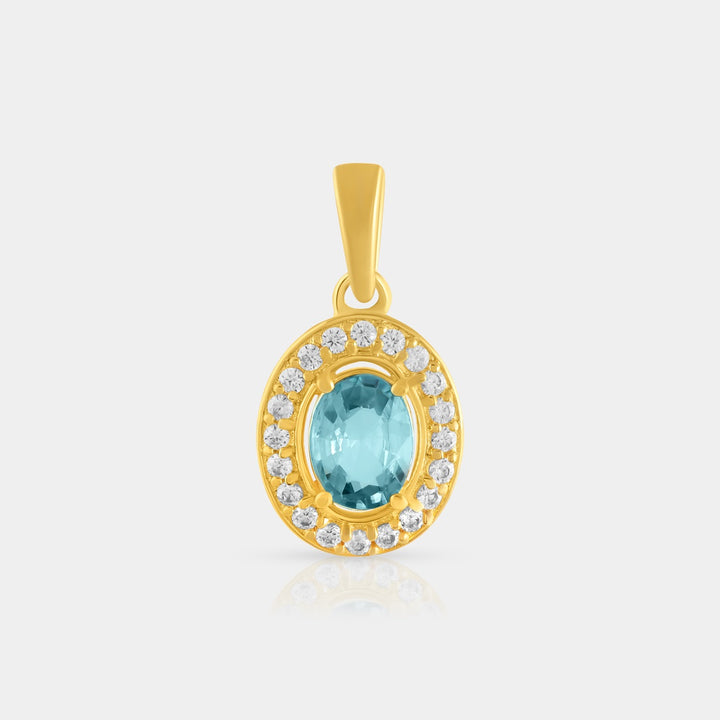 Blue & White Zircon Silver Pendant