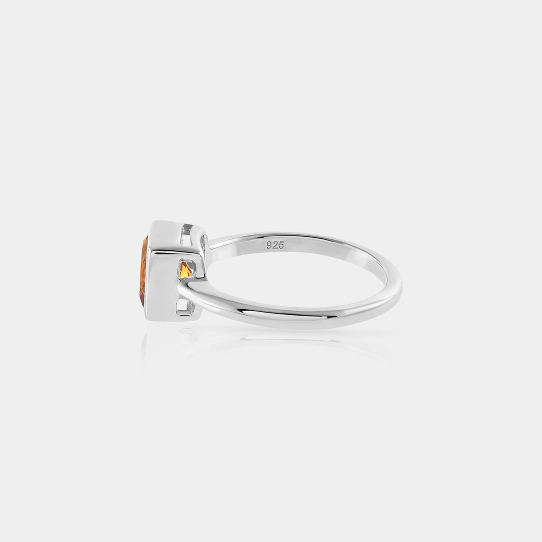 Close-up view of the 925 Sterling Silver band, showcasing the craftsmanship and detailing that enhances the overall beauty of the Citrine Solitaire Ring