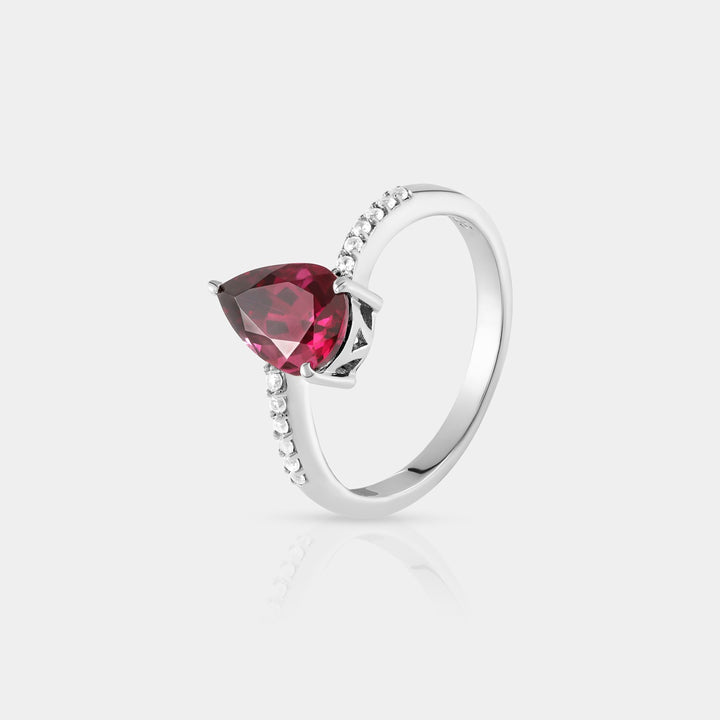 Side profile image highlighting the overall design and craftsmanship of the 925 Sterling Silver ring, including the prong setting and sleek band