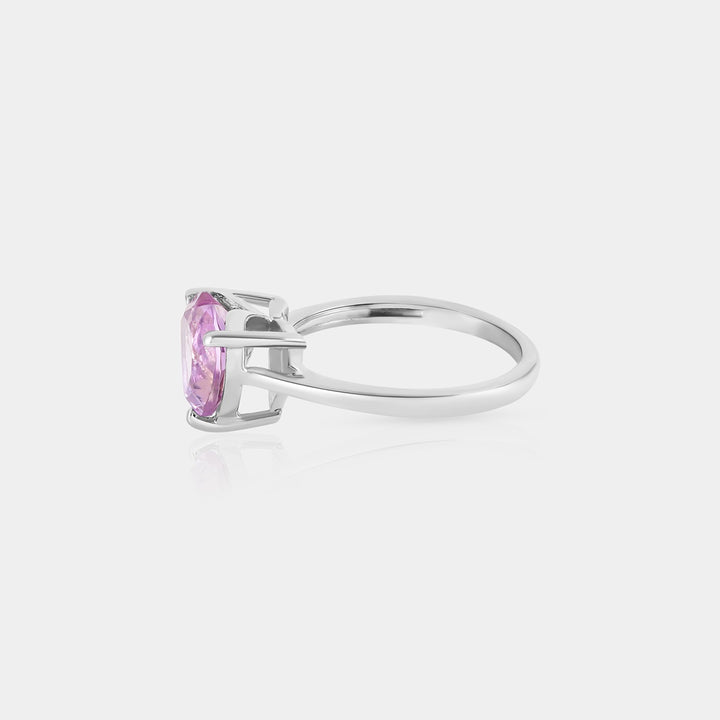 Side profile image highlighting the overall design and craftsmanship of the 925 Sterling Silver ring, including the prong setting.