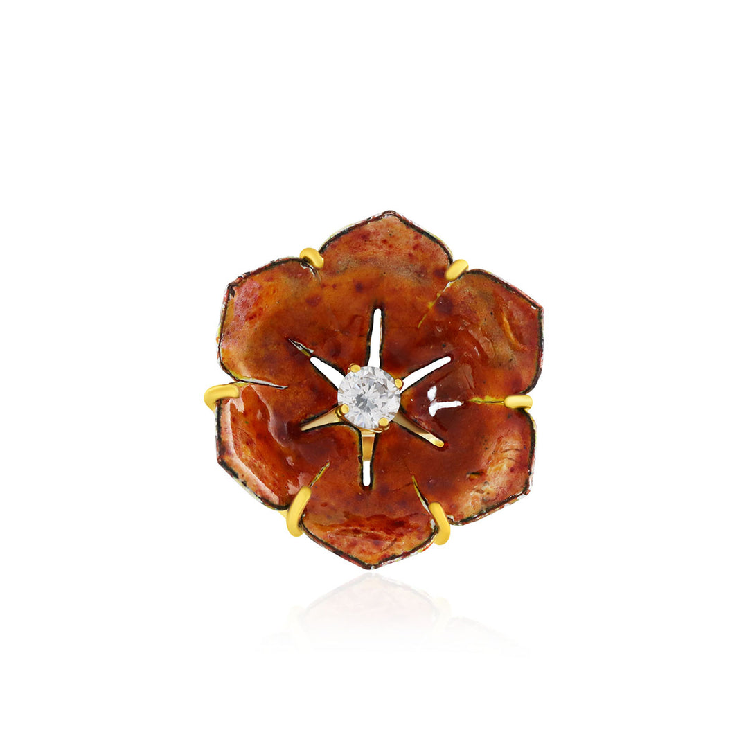 Zircon Graphics Painted Floral Silver Ring