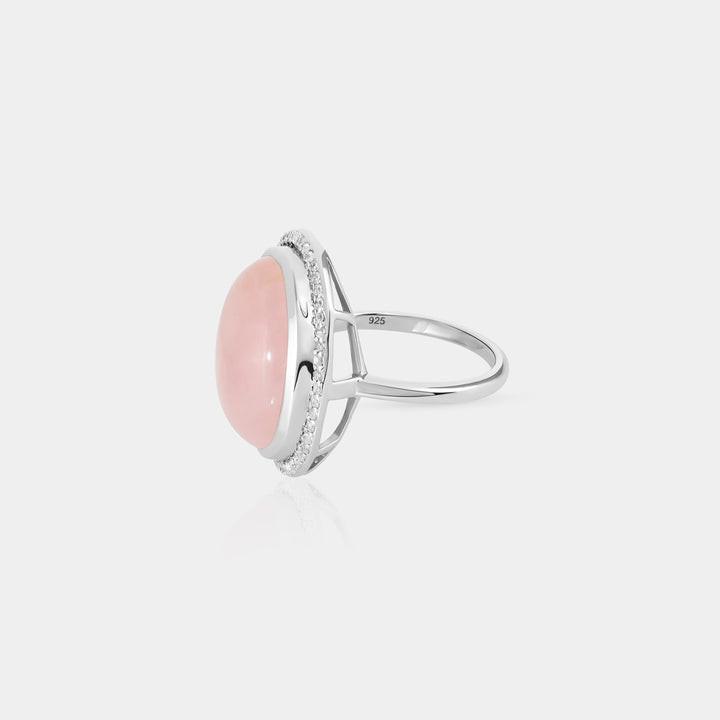 Side view emphasizing the comfortable fit of the ring in India Size 16. The 925 Sterling Silver foundation ensures both durability and a stylish look.