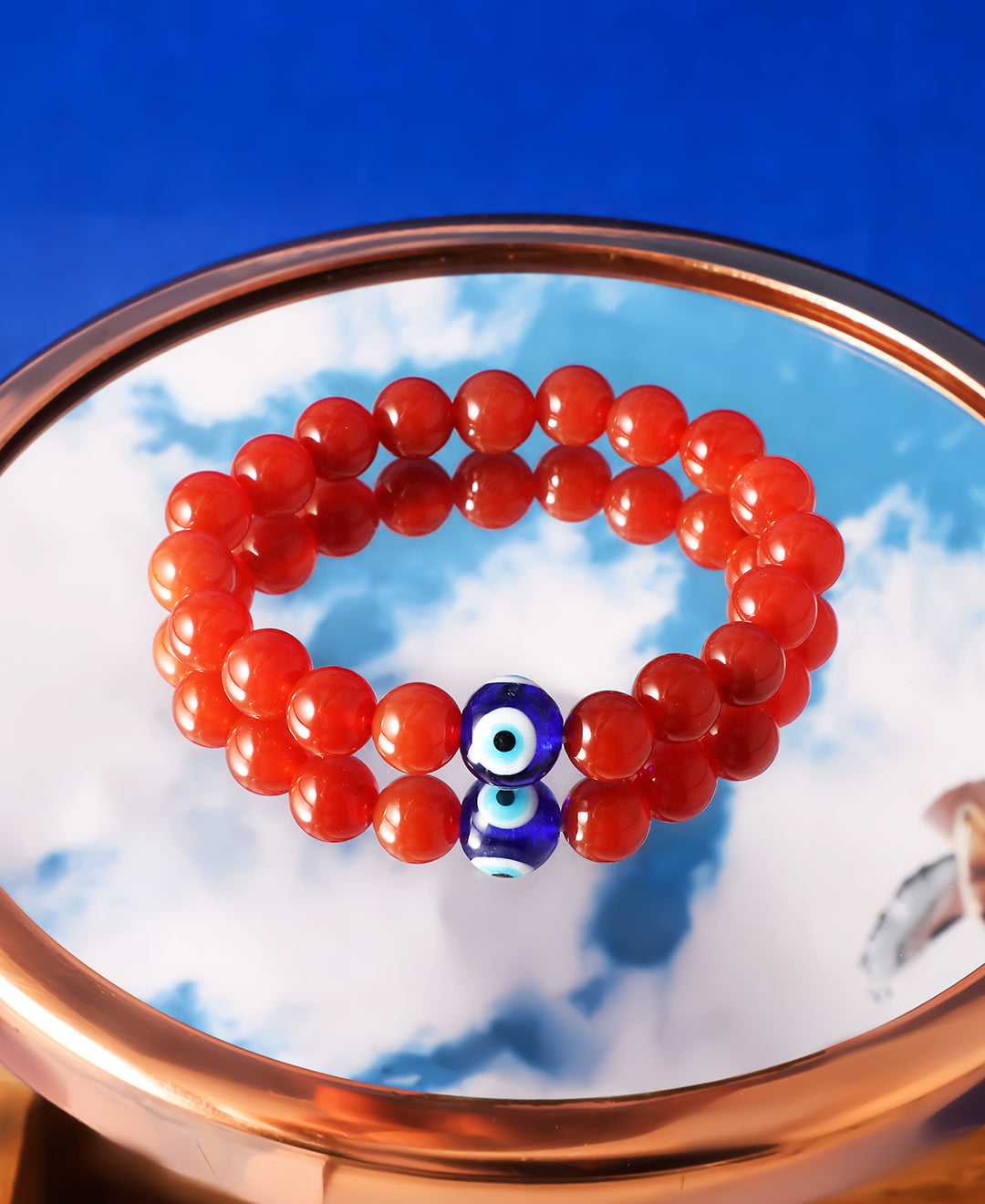 Red Onyx and Evil Eye Stretch Bracelet