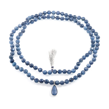 Kyanite Jap Mala 108 Beads Rosary Unisex Necklace with Pendant