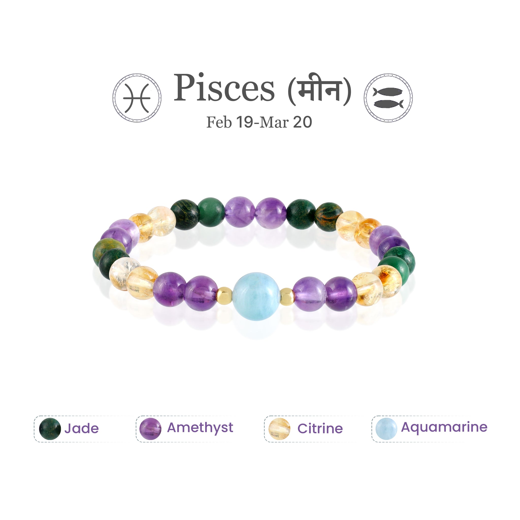 Pisces Zodiac Bracelet: (मीन राशि)