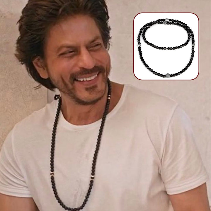 Shahrukh Khan Inspired Black Onyx and Hematite Long Necklace