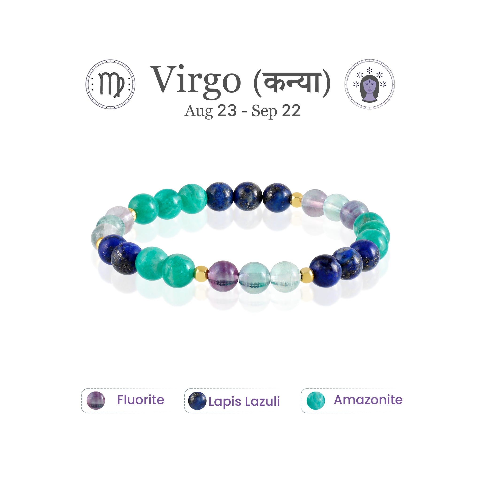 Virgo Zodiac Bracelet: (कन्या राशि)