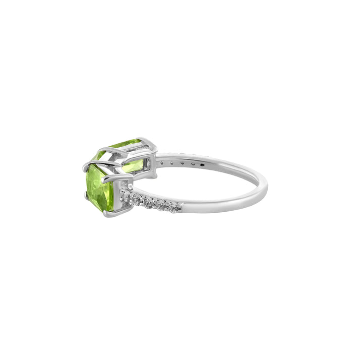 Peridot Trilogy with Accents Silver Ring