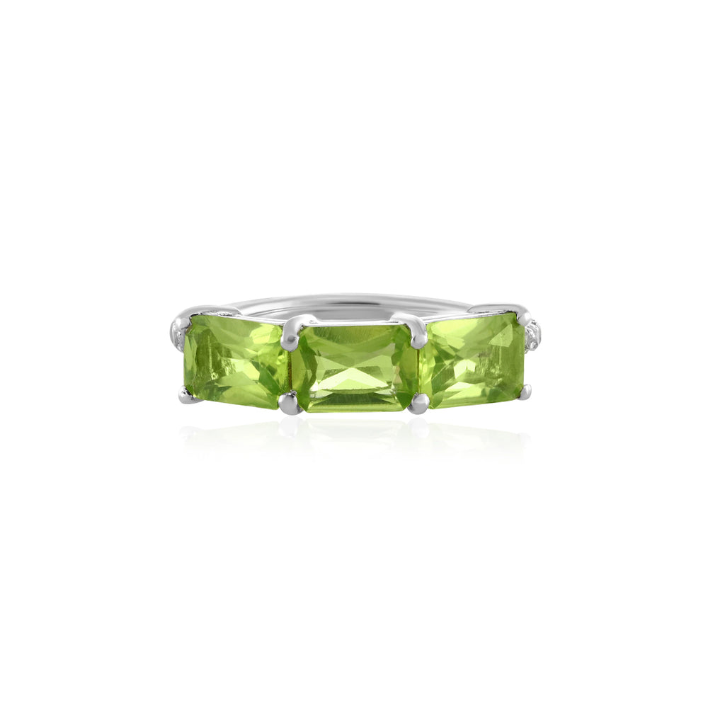 Peridot Trilogy with Accents Silver Ring