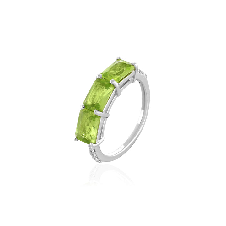 Peridot Trilogy with Accents Silver Ring