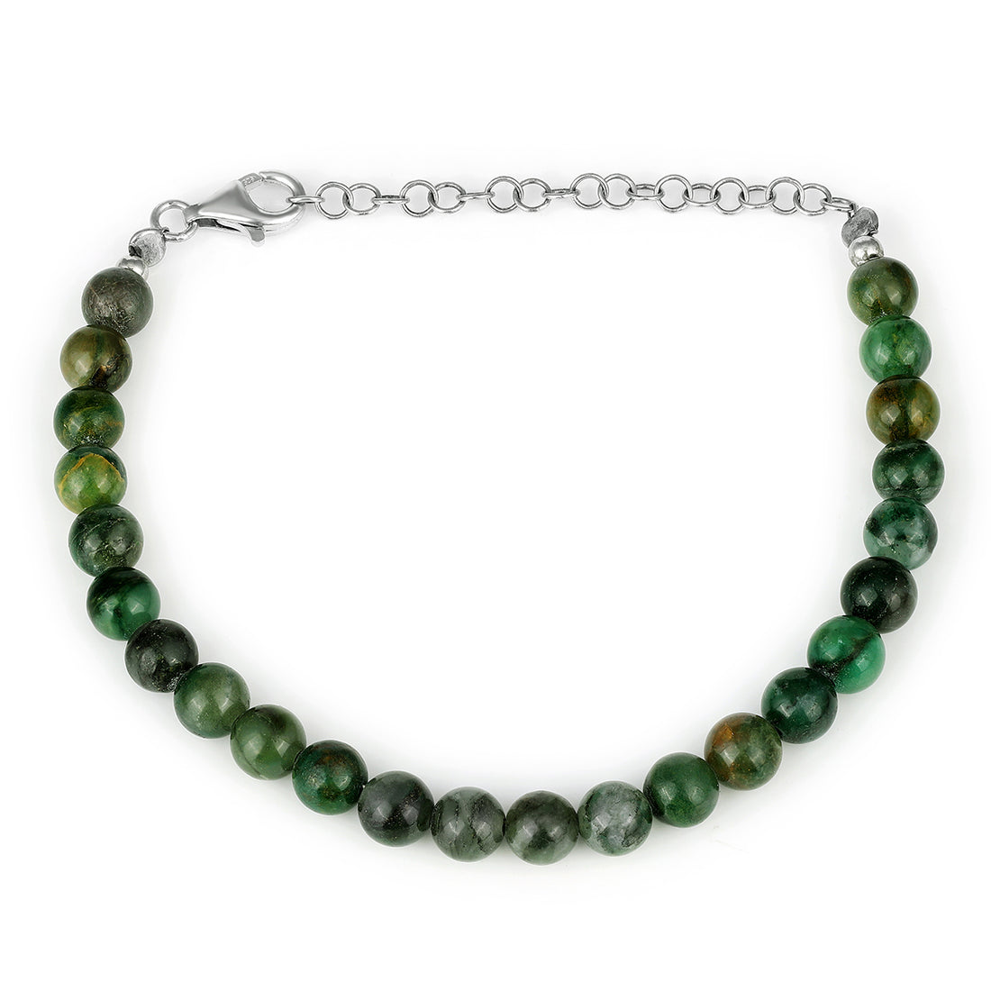 African Jade Unisex Silver Bracelet