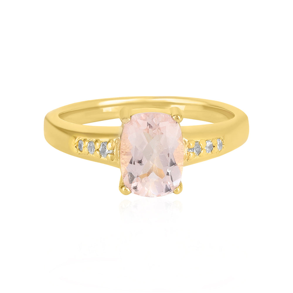 Morganite with Accents Silver Ring