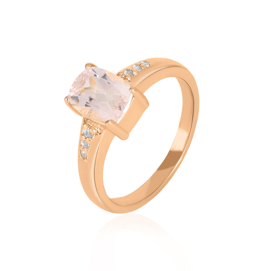 Morganite with Accents Silver Ring