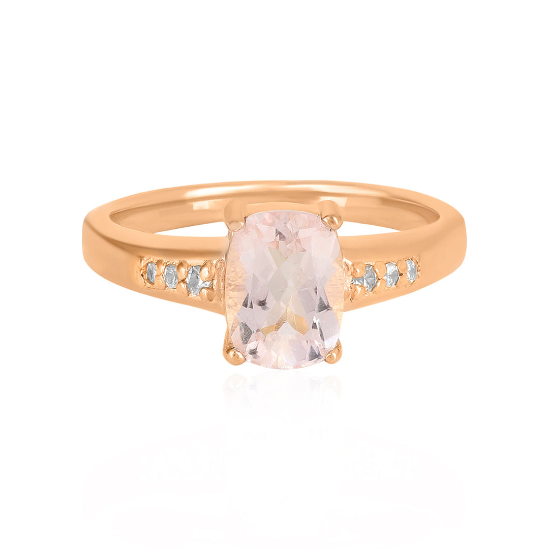 Morganite with Accents Silver Ring