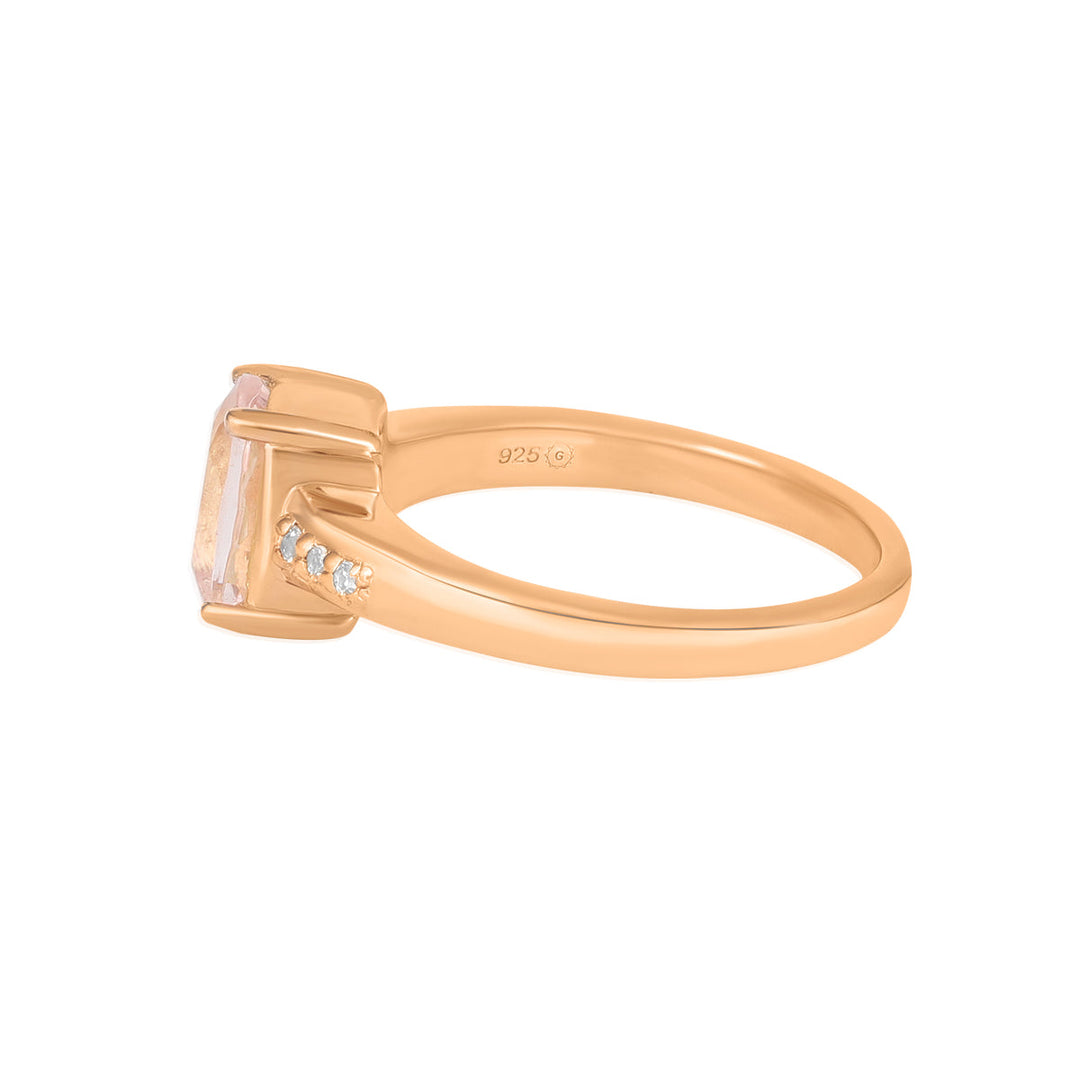 Morganite with Accents Silver Ring