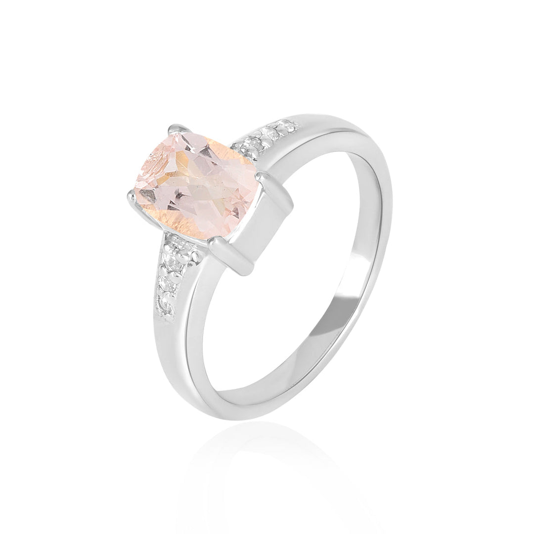 Morganite with Accents Silver Ring