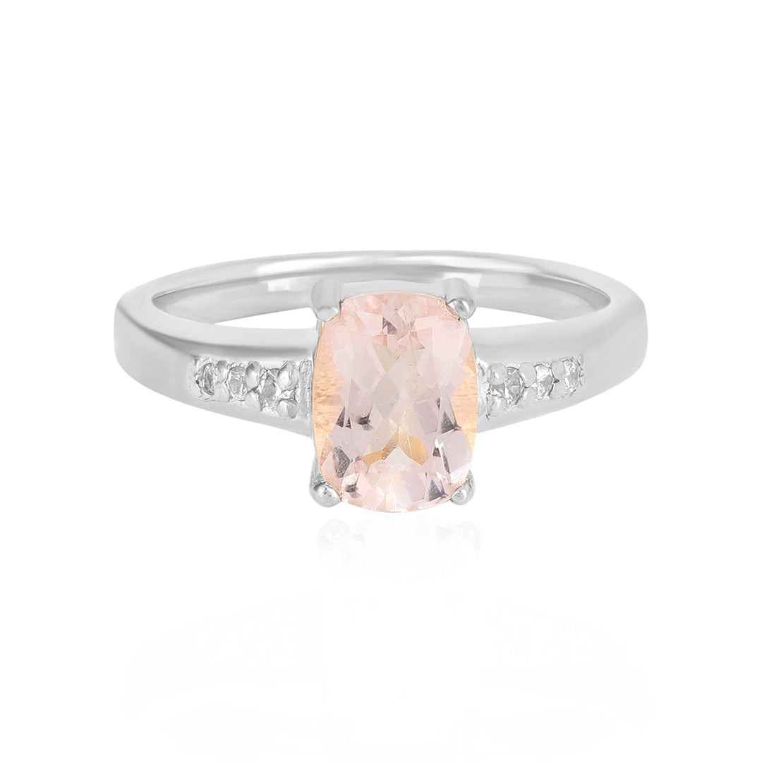 Morganite with Accents Silver Ring