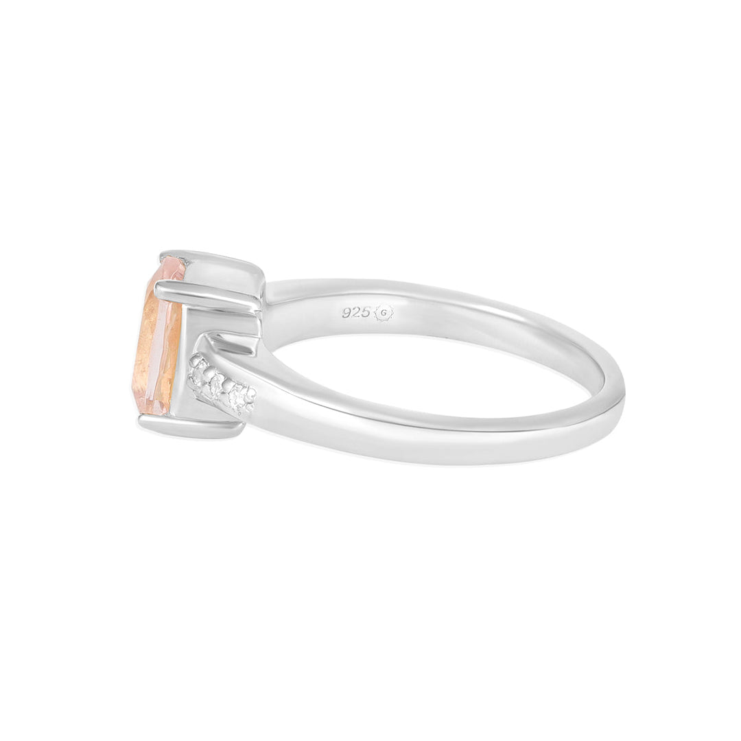 Morganite with Accents Silver Ring